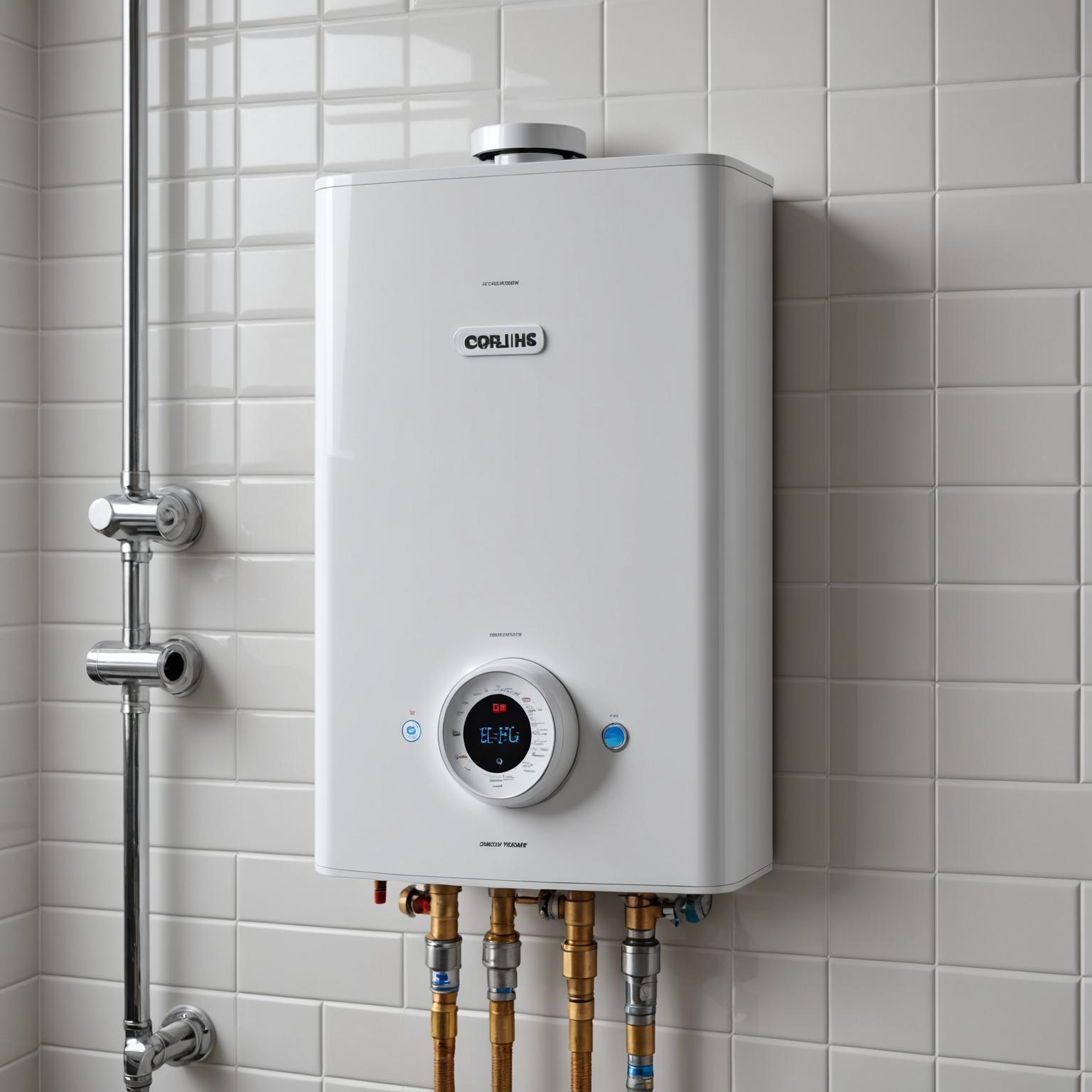 New water heater mounted on wall